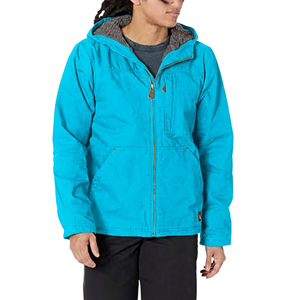 Veste en toile coupe-vent à capuche pour homme, couleur unie, fermeture éclair, vêtements d'hiver décontractés, coupe régulière, coque en polyester - Product Image 4