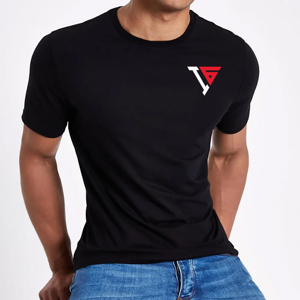 T-shirt personnalisé OEM pour homme, motif uni, coton, manches courtes, respirant, en spandex tricoté, grande taille, décontracté, impression en relief, séchage rapide - Product Image 1