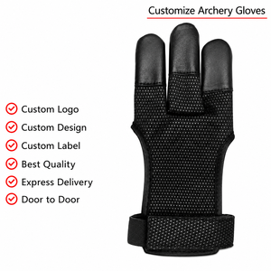 Gants de tir à l'arc en cuir, demi-doigts, avec fermeture auto-agrippante, sangle de poignet réglable, doigts entiers, unisexe - Product Image 5