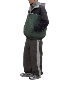 Custom Unisex High Quality Nylon <b>Tracksuit</b> Black Straight Leg Double Lined Set Men Women OEM Manufacturer Sportswear - Product Image 4