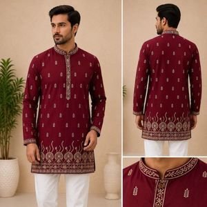 <b>men's</b> Premium And elegent Rayon Cotton Short <b>Kurta</b> with Embroidery Work & Dual Side Pockets wholesale rate by royal export - Product Image 2