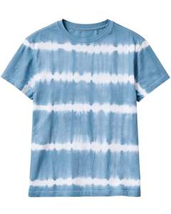 T-shirt personnalisé à rayures tie-dye bleu et blanc pour homme, en coton, style streetwear décontracté, col rond, manches courtes, tee-shirt tendance pour l'été - Product Image 1