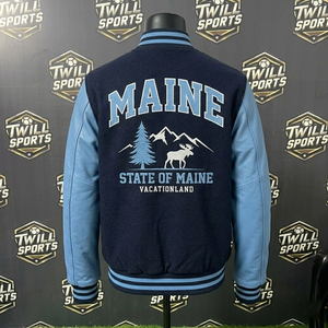 Veste universitaire personnalisable pour homme, style preppy, broderie, bomber, vêtements d'hiver, laine/nylon, bleu et marine - Product Image 4