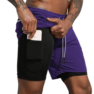 Custom <b>Men</b> 2 In 1 Gym <b>Shorts</b> <b>Compression</b> Liner Running Workout <b>Shorts</b> Phone Pocket Wholesale Supplier OEM - Product Image 1