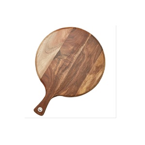 Tabla de cortar redonda de madera de acacia con logotipo personalizado, tabla de cortar de madera con asa, tabla para queso, pala para pizza, bandeja para servir, tabla de cortar - Product Image 1