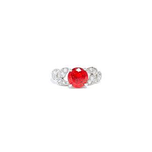 Classic Red Rhodium Plated Brass Engagement Ring with Cubic Zirconia - Product Image 1