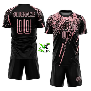 Maillot de football personnalisé Vantex Sports à séchage rapide, dégradé noir-vert, manches courtes, uniforme d'équipe, numéro 00 imprimé, polyester - Product Image 6
