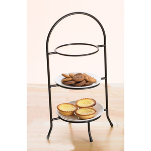 Moderno Soporte Metálico de 3 Niveles para Pasteles con Platos Blancos para Exhibición de Postres, Uso en Interiores, Diseño Independiente con Recubrimiento en Polvo Antioxidante - Product Image 6