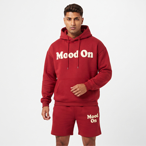 Men Puff Print Two Piece Sweat Short <b>Set</b> Casual Winter Wear Breathable 100% Cotton Drawstring Closure Loose Fit Men's <b>Twin</b> <b>Set</b> - Product Image 6