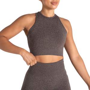 Custom Womens High Neck Seamless Sports Bra Fitness Yoga Workout Crop Tank Top <b>Stretch</b> Gym Activewear OEM Wholesale - Product Image 1