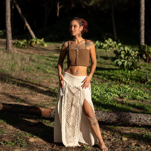 Falda Maxi de Algodón con Estampado de Mandala de Loto, Estilo Bohemio, con Abertura, para Festivales - Product Image 2