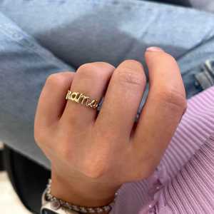 Cursive Wire Script Mama Word Ring Custom 14K Gold 925 <b>Silver</b> Factory Price Wholesale Dainty Personalized Mom Name Jewelry Gifts - Product Image 4