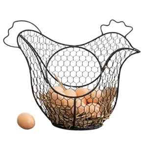 Vintage Metal <b>Egg</b> <b>Basket</b> Wire <b>Egg</b> Holder Kitchen Storage Organizer Farmhouse <b>Egg</b> Collection <b>Basket</b> Rustic Countertop - Product Image 3