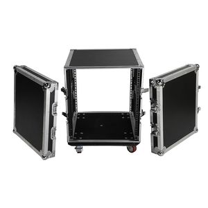Armadio per Attrezzature DJ a Singolo Strato 19'' 12U con Doppia Porta Nero e Argento per Sistema da Palco - Product Image 3