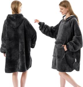 Sudadera con capucha extragrande de forro polar para mujer con bolsillo frontal grande - Product Image 3