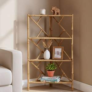 Estante de Bambú Natural, Organizador de Almacenamiento de Esquina de Múltiples Niveles para Sala de Estar, Dormitorio, Decoración del Hogar - Product Image 1