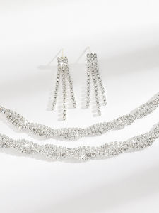 Parure de bijoux de luxe AMBER JEWELS en argent 925 et moissanite, avec boucles d'oreilles, collier et bracelet à pampilles, bijoux fins en or 14 carats - Product Image 4