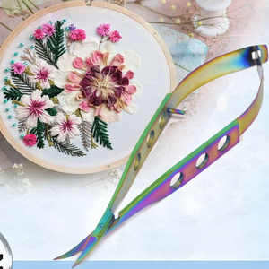 Professional Spring <b>Scissor</b> Multi Titanium Color Embroidery <b>Sewing</b> Quilting Snip <b>Scissors</b> 5.5 Inch Curved Sharp Stainless Steel - Product Image 1