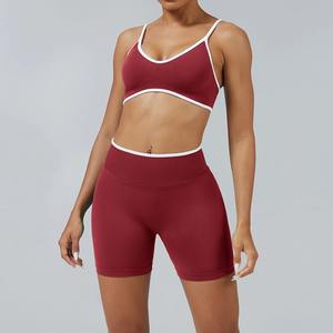 Conjuntos de 2 piezas para mujer, conjunto de yoga, conjunto deportivo sin costuras para mujer, sujetador deportivo con tiras y pantalones cortos deportivos, conjunto deportivo para fitness. - Product Image 1