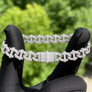 Bracelet Hip Hop Certifié en Argent 925 et Moissanite, Coupe Brillante, Micro-Incrustation, Maillons de Chaîne, Style Géométrique, pour Homme, Usage Quotidien - Product Image 6