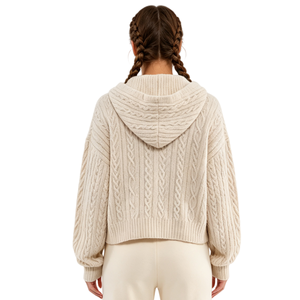 Autumn Fashion New Product <b>Women</b> Casual Long SleeveJacquard <b>Pattern</b> Knitted Hoodie Pullover Sweatshirt Crop Top Hoodie for <b>Women</b> - Product Image 5