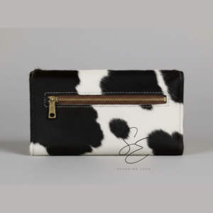Cartera de mano de cuero negro repujado para mujer, estilo vaquero occidental, con pelo de vaca, personalizada OEM - Product Image 5