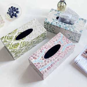 Classic Premium Quality Mop Inlay Floral <b>Pattern</b> Engraved Decorative <b>Tissue</b> Holder for Upscale Home Decor Tradebyd - Product Image 1