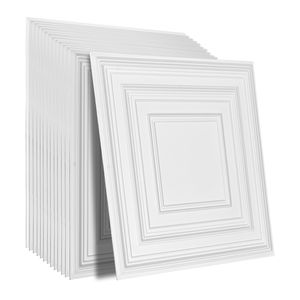 Piastrelle per Soffitto in PVC Premium, Confezione da 12, 24x24, Facili da Installare, Tagliabili, in Plastica, da Incollare per Comode Miglioramenti Domestici - Product Image 1