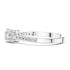 Bague de fiançailles de luxe en or blanc 14 carats avec 14 diamants ronds brillants cultivés en laboratoire, certifiés IGI, qualité EF VVS, 1,50 mm, personnalisable - Product Image 4