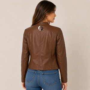 Veste de moto en cuir pour femme, fabriquée en usine, design économique, prix bas, logo personnalisé imprimé, imperméable, respirante, hiver, vente en gros MADNI - Product Image 5