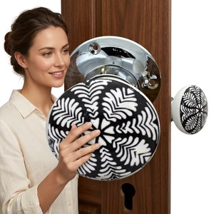 Pomo de Puerta Redondo Moderno de Aleación de Zinc con Patrón Blanco y Negro para Muebles de Dormitorio, Diseño Ajustable, Duradero y Ecológico - Product Image 4