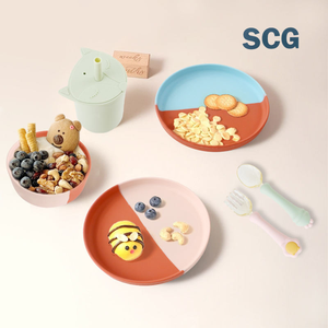 Juego de Platos de Silicona con Forma de Oso, Doble Plato, Antideslizante, Libre de BPA, Fácil de Limpiar, para Niños Pequeños, Hecho en Vietnam - Product Image 2