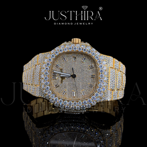 Montre de luxe à quartz personnalisée avec diamants Moissanite, style Hip Hop, pour homme et femme, disponible à la vente, exportateur indien - Product Image 2
