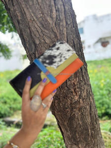 กระเป๋าคลัทช์หนังสำหรับผู้หญิงหนังขนสัตว์แท้รีไซเคิลหนังสัตว์มีสไตล์กระเป๋าสตางค์อเนกประสงค์สีรุ้งกระเป๋าใส่บัตร ATM - Product Image 4