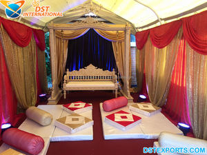 Antique Style Wooden Jhula for Wedding Ceremony Decor Wedding <b>Swing</b> <b>Seat</b> for Mehndi Night Rajwada Wooden Carved Wedding Jhula <b>UK</b> - Product Image 3