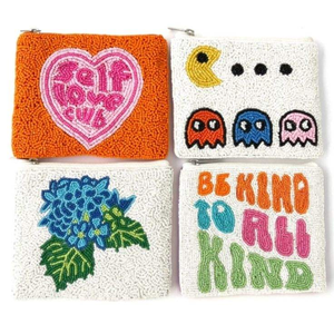 Mini Zipper Bag Handmade With <b>Cute</b> Beaded Embroidery Beautiful Fancy Luxury Trendy Fashionable Stylish New Design - Product Image 2