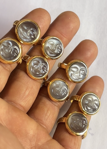 Anillo de Boda para Mujer con Piedra Lunar Gris Natural en Forma de Luna Llena, Plata 925 Chapada en Oro, Engaste de Bisel Hecho a Mano, Facetado, Certificado IGI - Product Image 4