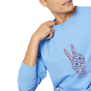 Men's Light Blue Regular Fit Crew Neck Pullover Sweatshirt 100% Polyester Fleece Breathable Winter Casual Knitted - Product Image 3