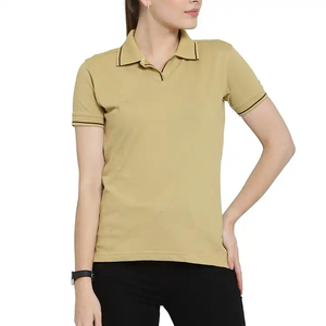 เสื้อโปโลสีเบจสำหรับผู้หญิง ผ้าคอตตอนผสมเนื้อนุ่ม สวมใส่สบาย ระบายอากาศได้ดี เหมาะสำหรับพนักงานออฟฟิศ - Product Image 1