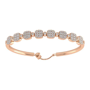 10K Rose Gold Diamond Bracelet | Natural Round Brilliant Cut Diamond <b>Bangle</b> Classic Stylish Women Bracelet Elegant Fine Jewelry - Product Image 2
