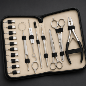 Kit d'outils de soin des cheveux inclus : Pince à extensions, Ciseaux de barbier, Pince à cheveux et pinces avec peigne à queue de rat noir, Écologique - Product Image 4