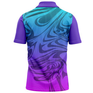เสื้อโปโลแขนสั้นผู้ชายพิมพ์ลายดิจิตอลสีม่วงสีน้ำเงินลายหมุนวนชุดกีฬาลำลองระบายอากาศได้ดี - Product Image 2