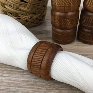 Rustic Style Wooden Napkin Rings Set Handmade Solid Wood Table Decor for Wedding Party - Product Image 1