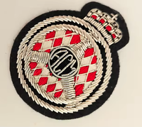 Badge brodé de luxe fait main en bullion, 56 cm, motif couronne rouge argent/or pour vestes, mode, durable, prix direct usine
