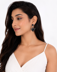Wholesale MultiStone <b>Stud</b> <b>Earrings</b> for Women Handmade Oxidized <b>Silver</b> Tone Leaf Design Gemstone Statement Jewelry - Product Image 5