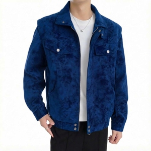 <b>Men's</b> Black <b>Suede</b> Shirt <b>Jacket</b> With Turn-down Collar Zipper Closure Casual Autumn Wear - Product Image 2
