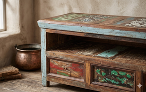 Reclaimed Wood TV Stand Industrial Rustic Console Cabinet With <b>Drawers</b> Handmade Recycled Timber Media <b>Unit</b> Living Room Furniture - Product Image 4