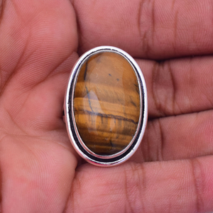 Natural <b>Tiger</b> <b>Eye</b> <b>Ring</b> 925 Silver Handmade Gemstone Jewelry Boho <b>Ring</b> For Him/ Her - Product Image 4