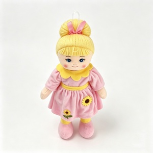 customized Mini Hanging Blonde Bun Rag <b>Doll</b>, Soft Fabric Girl Plush Ornament,Pink Sunflower Embroidered Dress Cloth <b>Doll</b> Pendant - Product Image 3