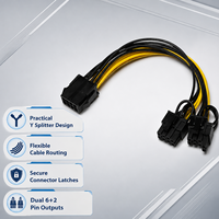 Kabel Splitter Daya GPU FYX Stock PCIe 8 Pin Female ke Dual 8 Pin 6+2 Male, Adaptor Kartu Grafis, Kabel Ekstensi Grosir